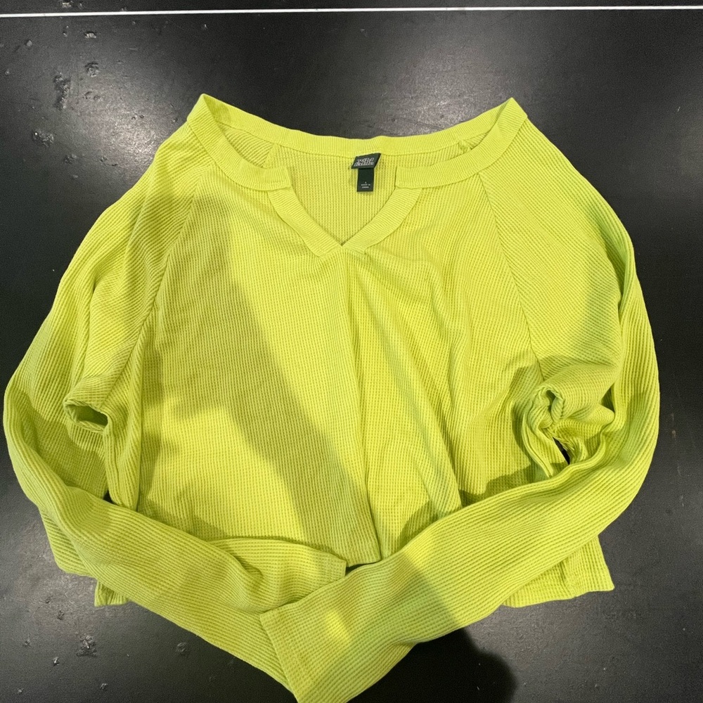 Green Waffle knit top - size L (oversized)